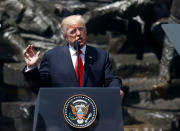 <p>President Donald Trump gives a public speech in front of the Warsaw Uprising Monument at Krasinski Square, in Warsaw, Poland, July 6, 2017. (Photo: Kacper Pempel/Reuters) </p>