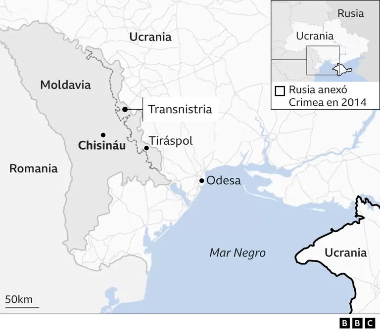 La ubicación de Transnistria