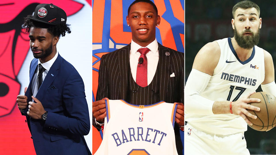 From left to right, Coby White, RJ Barrett and Jonas Valanciunas. They all present big questions for Fantasy players heading into the 2019/20 NBA season.