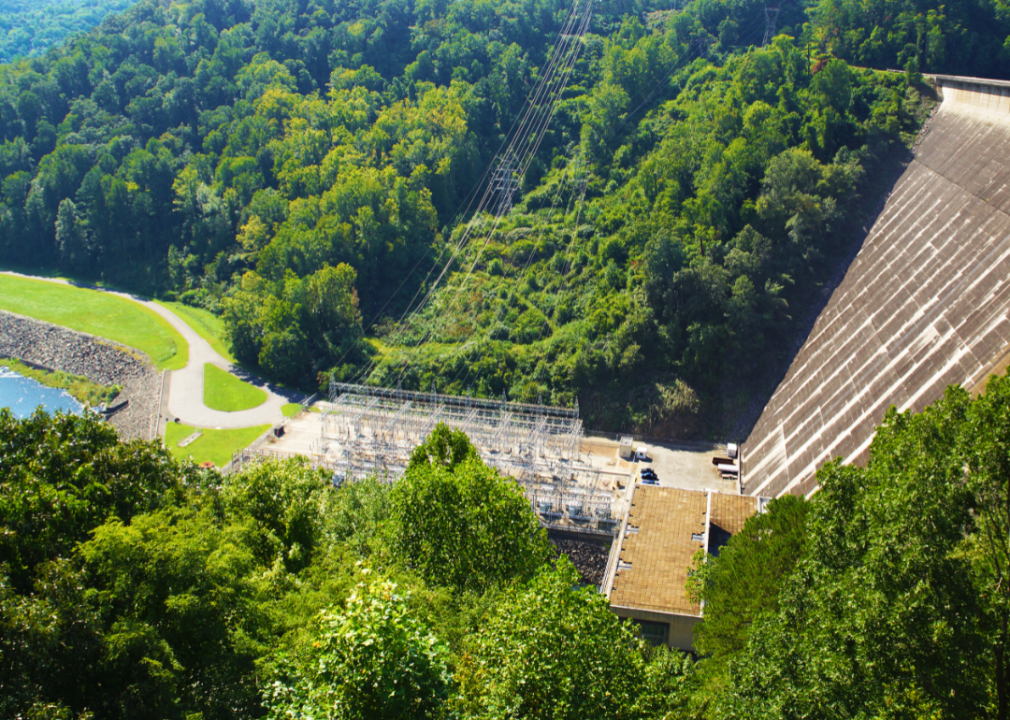 Fontana Dam in summer.