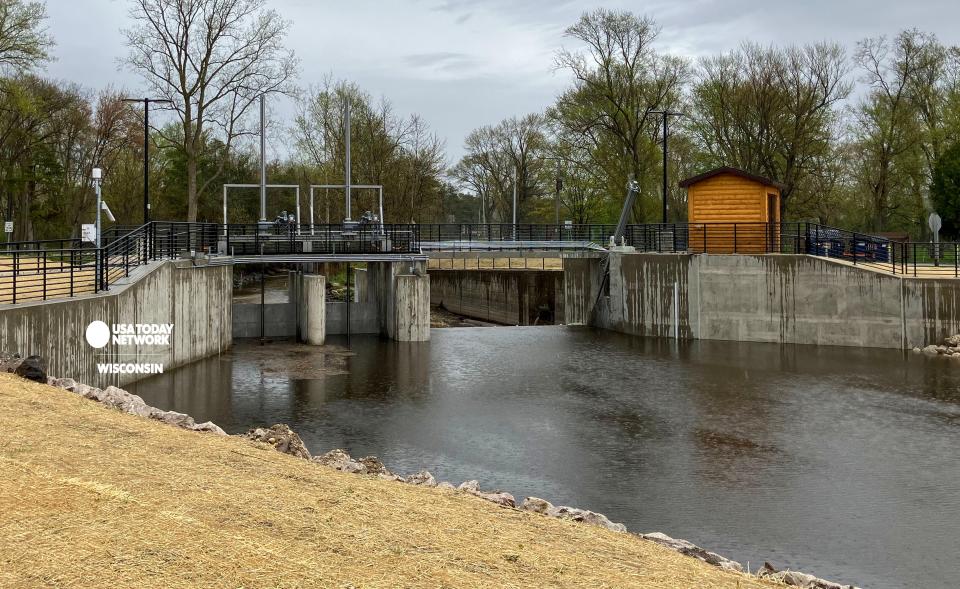 A view of the new dam built at Sheboygan County’s Broughton Marsh Park, Thursday, May 2, 2024, in Elkhart Lake, Wis.