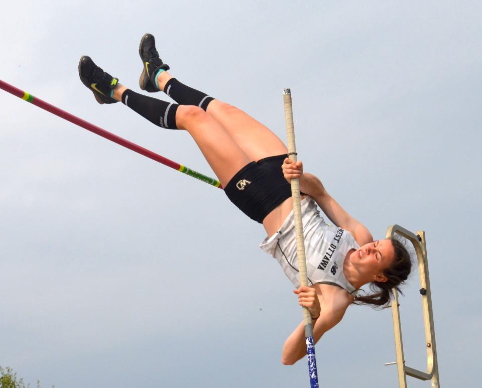 West Ottawa's Natalie Blake won the pole vault at the Division 1 regional championships on Friday at Grand Haven.