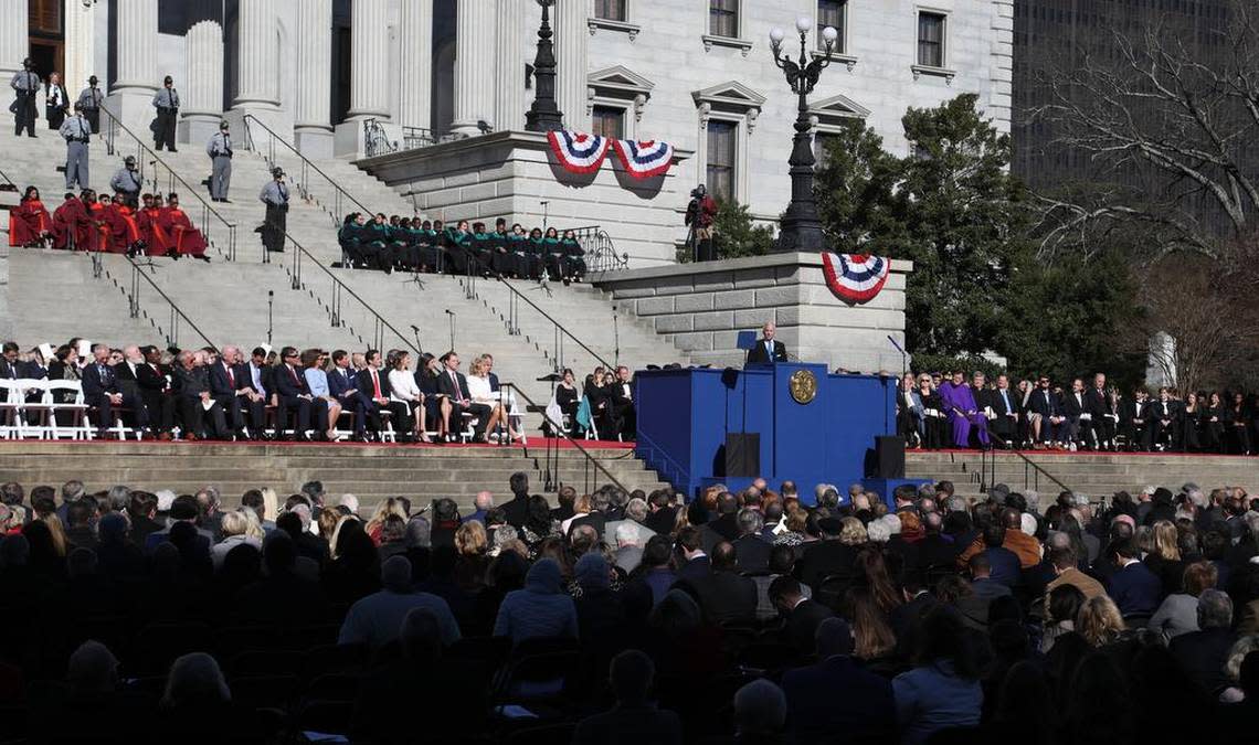 Henry McMaster speaks after being sworn in as the 117th Governor of South Carolina during a ceremony at the South Carolina State House. 1/9/19