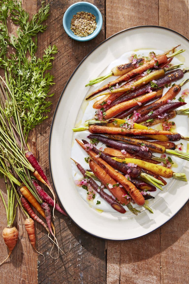 <p>Simple seasonings make this <a href="https://www.countryliving.com/food-drinks/g5165/carrot-recipes/" rel="nofollow noopener" target="_blank" data-ylk="slk:carrot recipe;elm:context_link;itc:0;sec:content-canvas" class="link ">carrot recipe</a> absolutely delicious. Plus, the bright vegetables will be a stunning addition to your <a href="https://www.countryliving.com/entertaining/g634/thanksgiving-table-settings-1108/" rel="nofollow noopener" target="_blank" data-ylk="slk:Thanksgiving tablescape;elm:context_link;itc:0;sec:content-canvas" class="link ">Thanksgiving tablescape</a>.</p><p><strong><a href="https://www.countryliving.com/food-drinks/a28609650/coriander-roasted-carrots-recipe/" rel="nofollow noopener" target="_blank" data-ylk="slk:Get the recipe;elm:context_link;itc:0;sec:content-canvas" class="link ">Get the recipe</a>.</strong></p><p><strong><a class="link " href="https://go.redirectingat.com?id=74968X1596630&url=https%3A%2F%2Fwww.walmart.com%2Fip%2FWilton-Bake-It-Better-Non-Stick-Baking-Pan-Set-3-Piece%2F44432741&sref=https%3A%2F%2Fwww.countryliving.com%2Ffood-drinks%2Fg33370793%2Fhealthy-thanksgiving-recipes%2F" rel="nofollow noopener" target="_blank" data-ylk="slk:SHOP BAKING SHEETS;elm:context_link;itc:0;sec:content-canvas">SHOP BAKING SHEETS</a></strong></p>