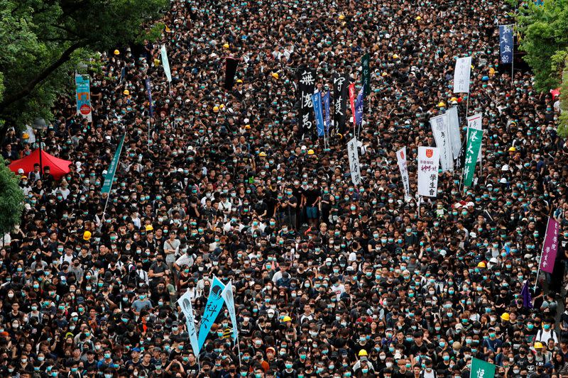 FILE PHOTO: Students boycott their classes as they take part in a protest against the extradition bill at the Chinese University of Hong Kong