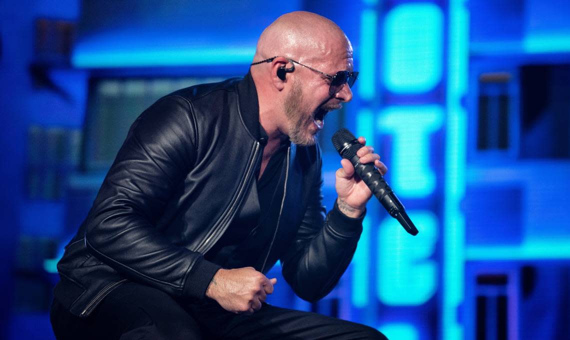 Pitbull opens his tour at Coastal Credit Union Music Pavilion at Walnut Creek in Raleigh, N.C., Thursday night, July 28, 2022.