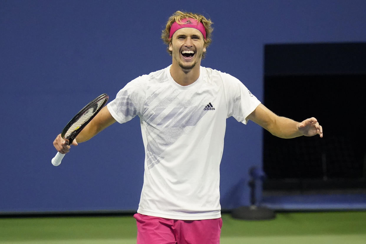 Alexander Zverev, of Germany, reacts after defeating Pablo Carreno Busta, of Spain.