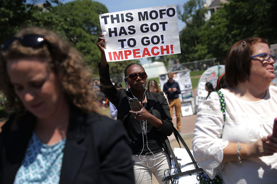 Hundreds gather at the White House to protest Trump’s firing of FBI Dir. Comey