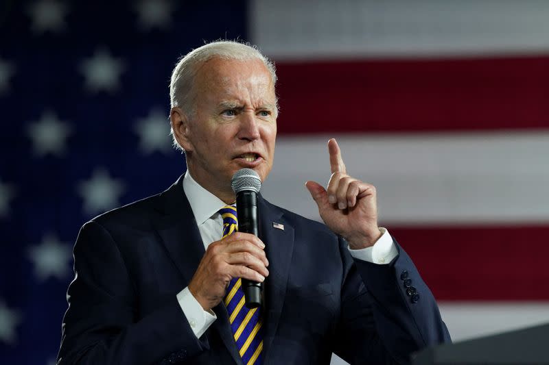 U.S. President Biden speaks about his economic agenda, in Cleveland