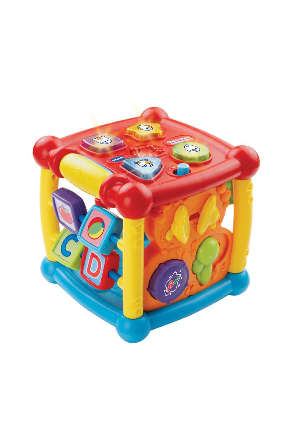 <p><a rel="nofollow noopener" href="https://www.amazon.com/VTech-Busy-Learners-Activity-Cube/dp/B00HD3T1QQ/ref=sr_1_12" target="_blank" data-ylk="slk:SHOP NOW;elm:context_link;itc:0;sec:content-canvas" class="link ">SHOP NOW</a></p><p>It's impossible to get bored with this toy, because each side of this cube introduces a brand new activity.</p><p><em>$18, <a rel="nofollow noopener" href="https://www.amazon.com/VTech-Busy-Learners-Activity-Cube/dp/B00HD3T1QQ/ref=sr_1_12" target="_blank" data-ylk="slk:amazon.com;elm:context_link;itc:0;sec:content-canvas" class="link ">amazon.com</a></em></p><p><strong>RELATED: </strong><strong><a rel="nofollow noopener" href="https://www.redbookmag.com/life/mom-kids/g19561491/personalized-baby-gifts/" target="_blank" data-ylk="slk:10 Personalized Baby Gifts Every New Parent Will Love;elm:context_link;itc:0;sec:content-canvas" class="link ">10 Personalized Baby Gifts Every New Parent Will Love</a></strong></p>