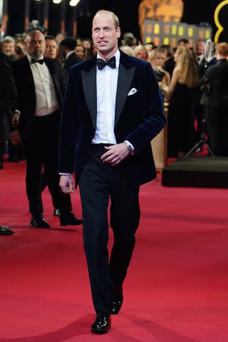 <p>Jordan Pettitt - WPA Pool/Getty</p> Prince William attends the 2024 BAFTAs on Feb. 18, 2024