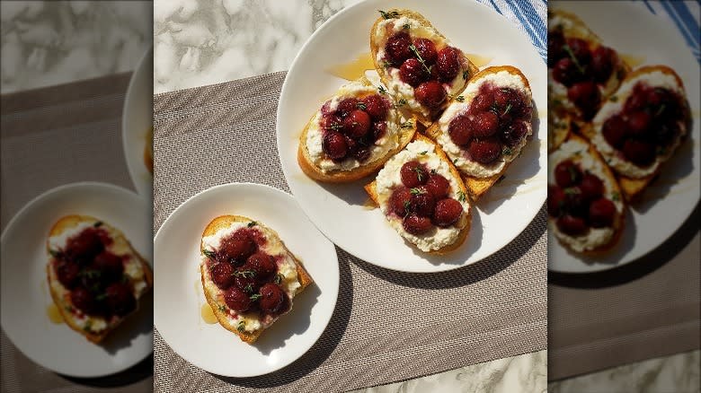 Air fryer grapes on toast