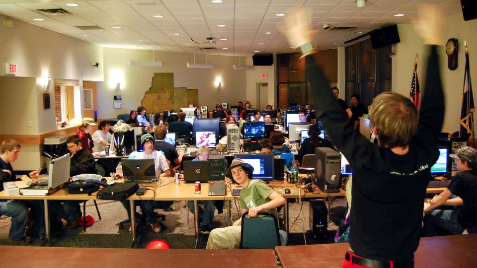 “It’s this feeling of, 'Oh, I could have wished I could have been there,'” Merritt K, author of "LAN Party," told CNN of the book's ethos — a homecoming moment for gamer culture, perhaps, as it was far from considered aspirational in the '90s and '00s mainstream. Pictured above, competitors at QuakeCon in Dallas, Texas, in 2006. - Brett Masse/Courtesy Thames & Hudson