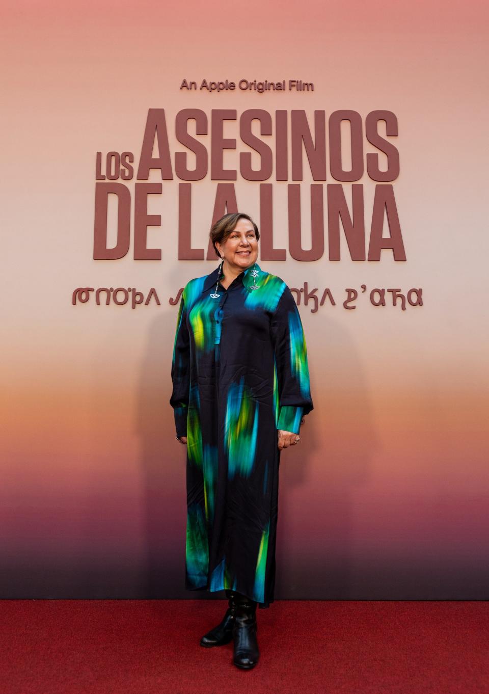 Osage costume consultant Julie O’Keefe attends the Latin American red carpet premiere of Apple Original Films' “Killers of The Flower Moon” at Cinépolis Toreo in Mexico City October 11, 2023.