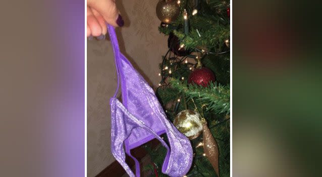 But on further inspection they contain sparkly underwear. Source: Twitter/ Alex Bermingham