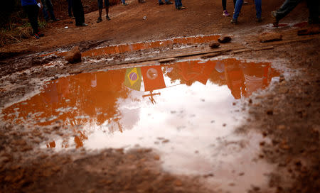 Members of Brazil's Homeless Workers' Movement (MST) protest against Brazilian mining company Vale SA in Brumadinho, Brazil January 31, 2019. REUTERS/Adriano Machado