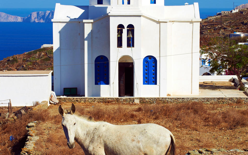 <p>Santorini's streets sag with admirers, but on Folegandros, a nearby island in the Cyclades, you'll find similar architecture--streets paved in slate, whitewashed buildings decorated with colorful flowers, the occasional Greek Orthodox church with a bright blue dome--without the crowds. For a secluded swim, trek to Katergo, a sheltered stretch of beach where gentle, emerald-blue waves lap the pebbly shore.</p>