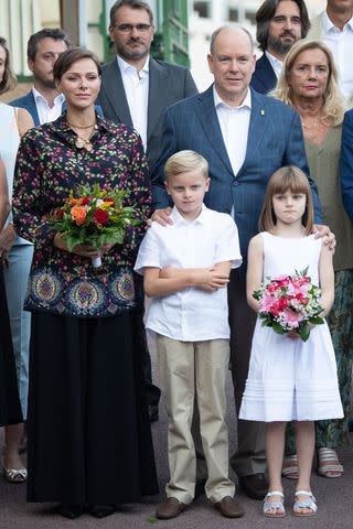 <p>PLS Pool/Getty</p> Princess Charlene, Prince Albert, Prince Jacques and Princess Gabriella at Monaco's picnic on Sept. 9, 2023