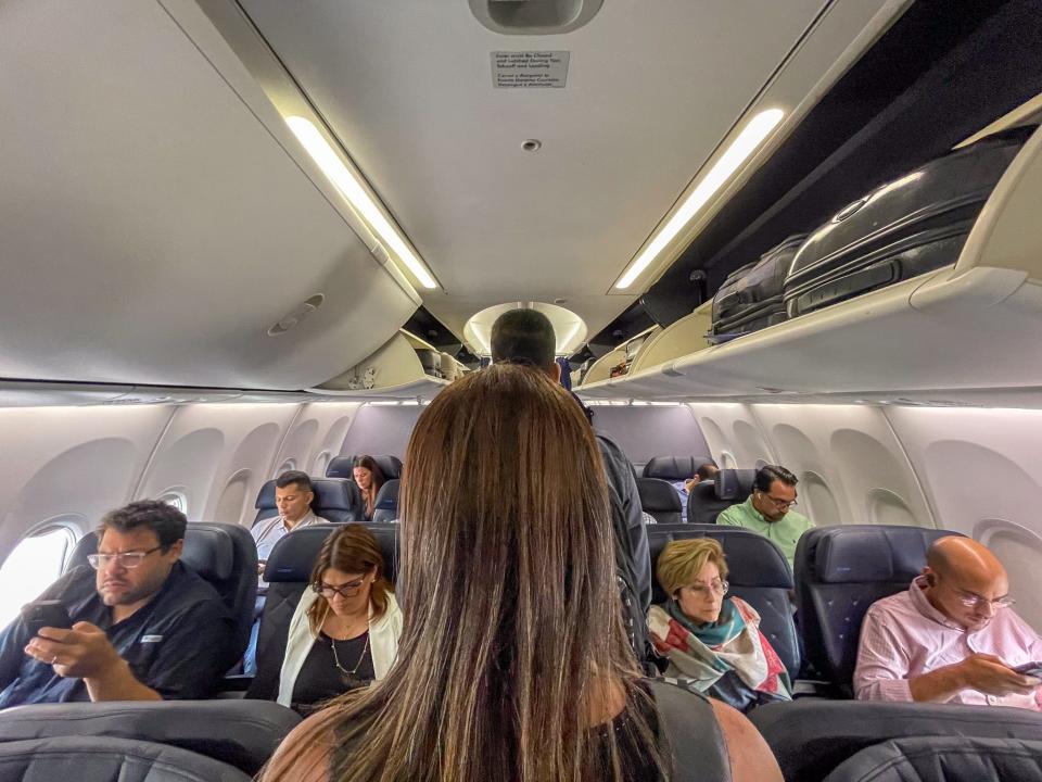 Passengers in Copa's business-class cabin.