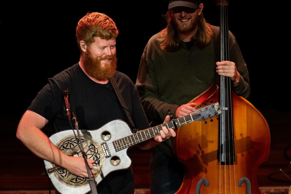 Oliver Anthony performs at the Ryman Auditorium in Nashville, Tenn., Thursday, Feb. 22, 2024.