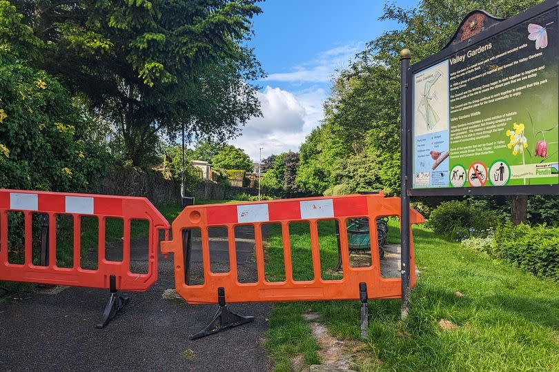 Valley Gardens has been barriered because of the asbestos from the fire