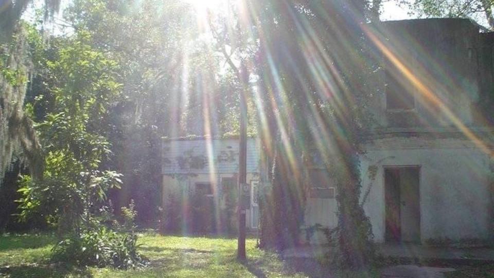 The outside of an abandoned jail