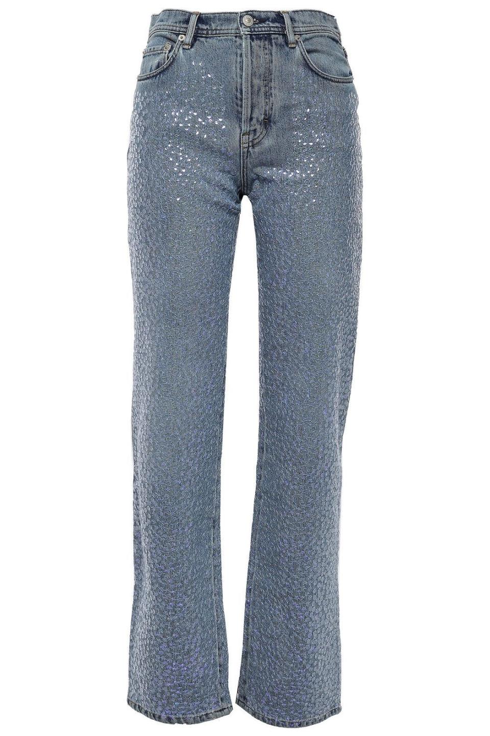 26) Sequin-embellished high-rise straight-leg jeans