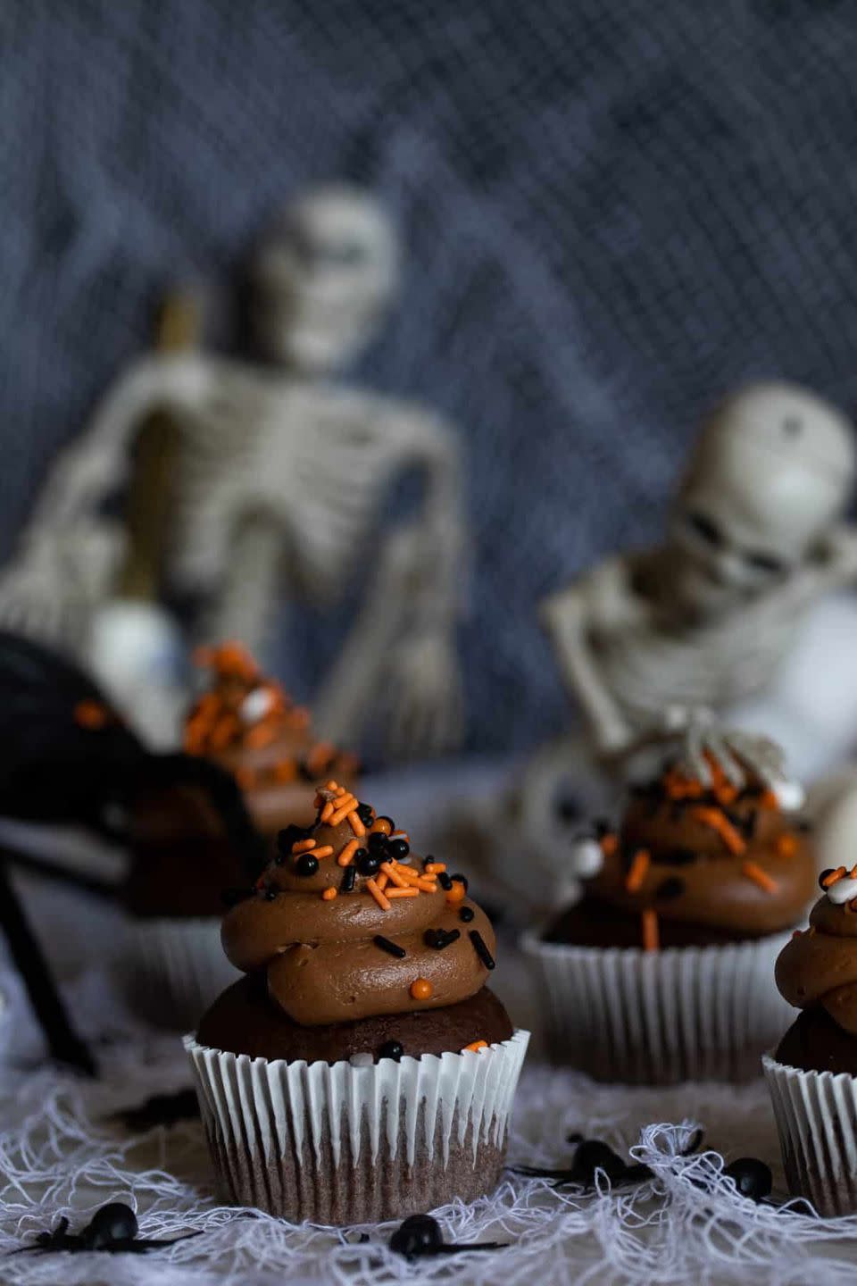 Easy Double Chocolate Halloween Cupcakes