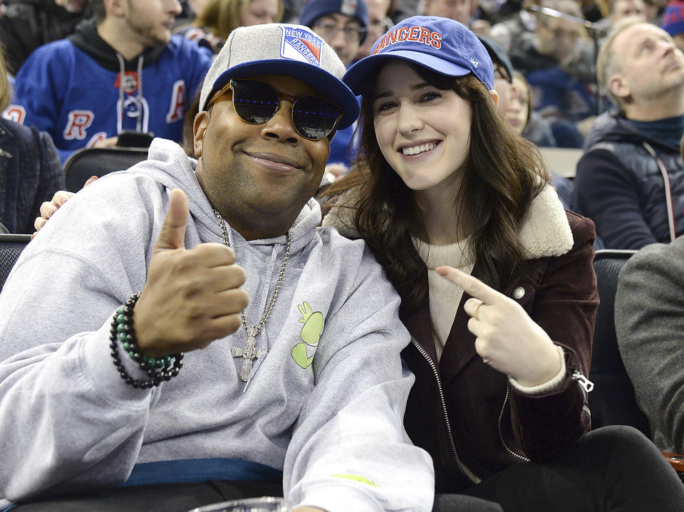 <p> Kenan Thompson and Rachel Brosnahan show their support for the New York Rangers at the team's game on Jan. 23 at Madison Square Garden. </p>