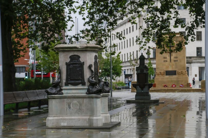 The now-empty plinth where Edward Colston's statue once stood, pictured in 2020 -Credit:James Beck