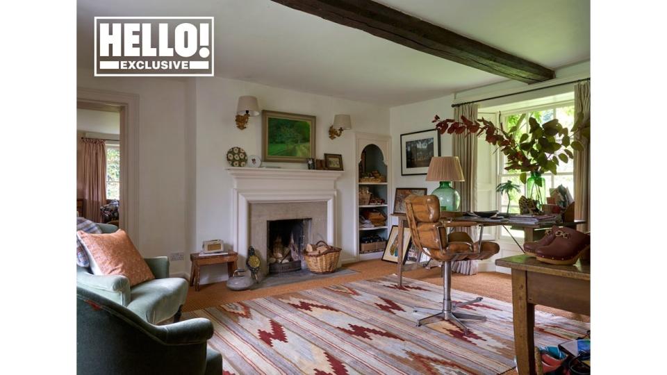 Penelope Chilvers' rustic living room at Cotswolds home