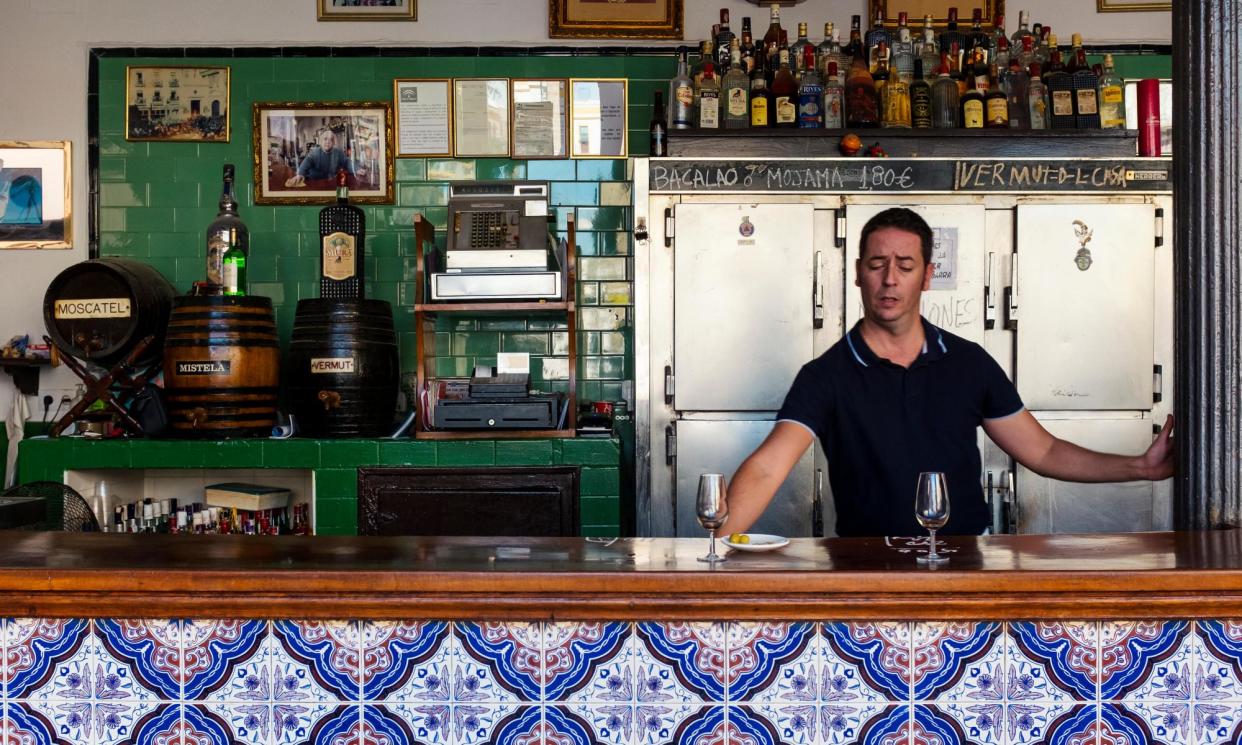 <span>Taste of Spain: sherry and a bowl of olives.</span><span>Photograph: Fred Corcoran/Alamy</span>