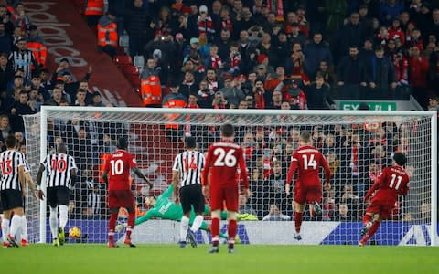Mo Salah scores a penalty for Liverpool - Credit: Reuters