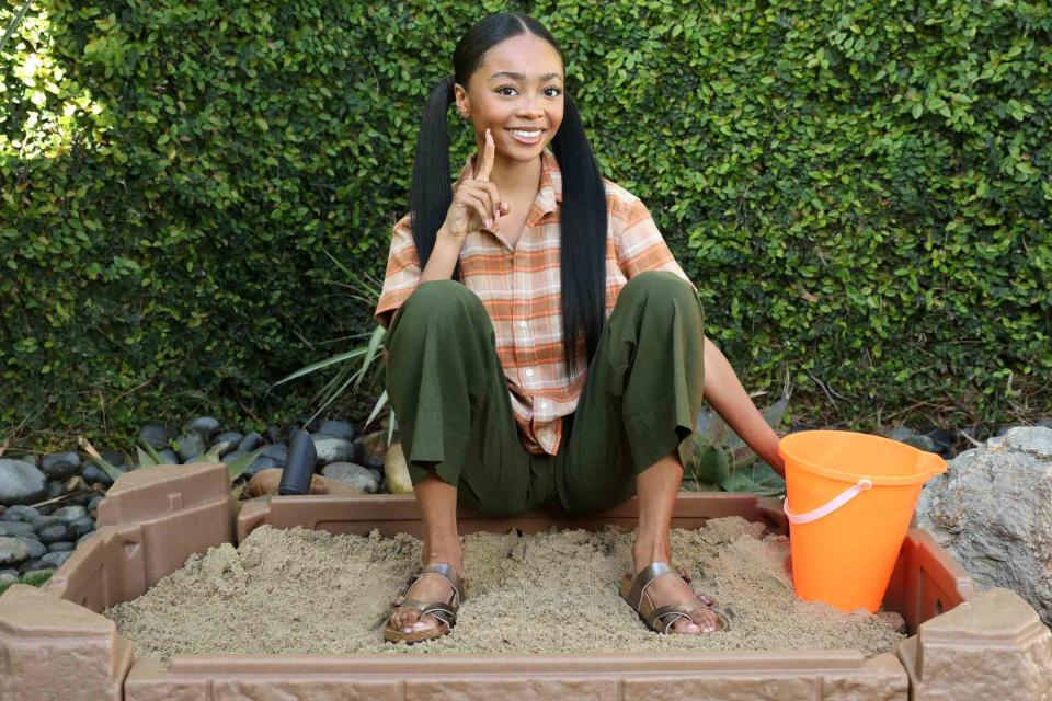 <p>Michael Simon/startraksphoto.com</p> Actress Skai Jackson recreating her classic 2008 BAND-AID® Brand commercial for TikTok, in celebration of the brand rebooting its iconic jingle this spring.