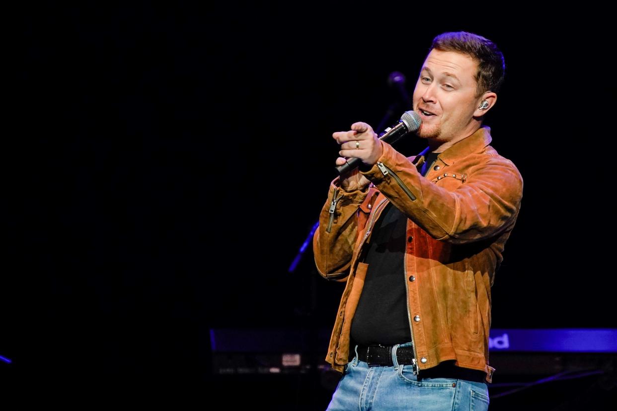 Scotty McCreery performs during the Tribute to Ronnie Milsap concert at Bridgestone Arena in Nashville, Tenn., Tuesday, Oct. 3, 2023.