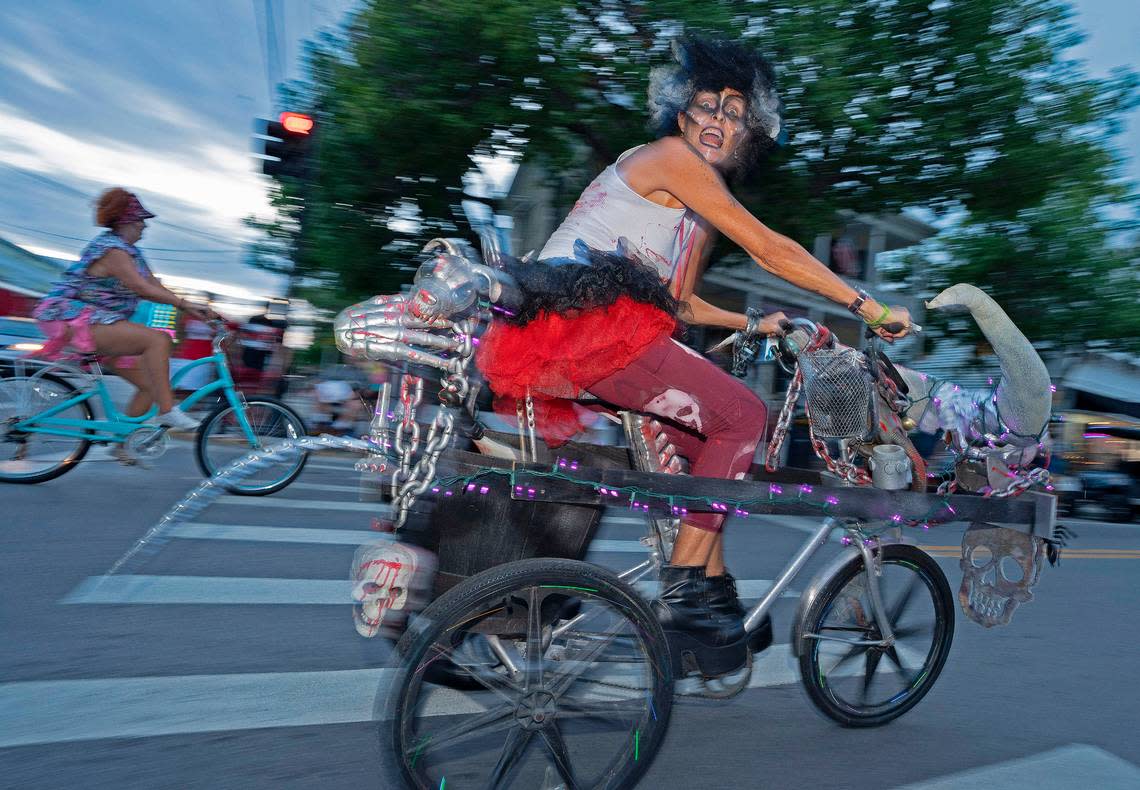 Costumed bicycle riders took part in an unofficial “Zombie Bike Ride” Key West on Oct. 24, 2021. Although large-scale events were canceled due to the COVID-19 pandemic last year, the annual Fantasy Fest celebration is back on with a full plate of activities through Sunday, Oct. 30, 2022