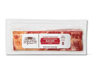 <p>Fact: everything is better with bacon. Aldi customers appreciate how delicious the Sliced Bacon from Appleton Farms is, couple with how it's only $3.39 for a package. This classic even made it onto <a href="https://www.thekitchn.com/aldi-best-products-2019-22948698" rel="nofollow noopener" target="_blank" data-ylk="slk:the list of winners;elm:context_link;itc:0;sec:content-canvas" class="link ">the list of winners</a> from Aldi's fan favorite poll in 2019.</p>