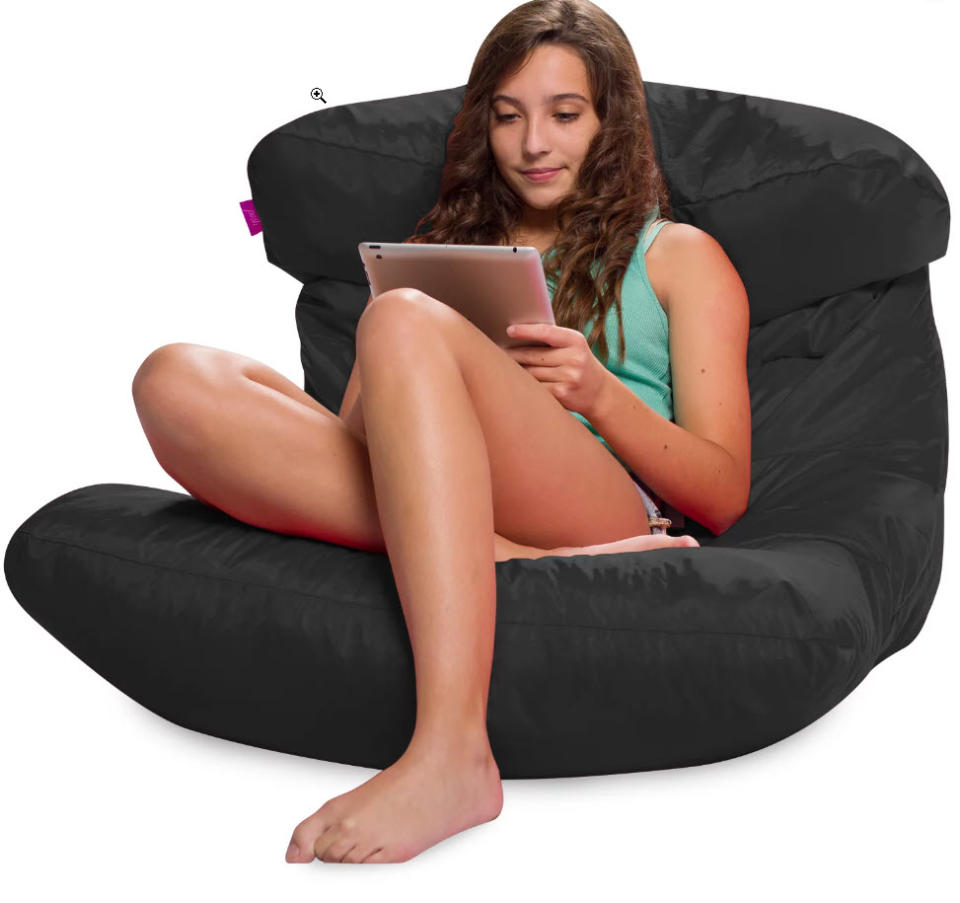 folding beanbag chair in black