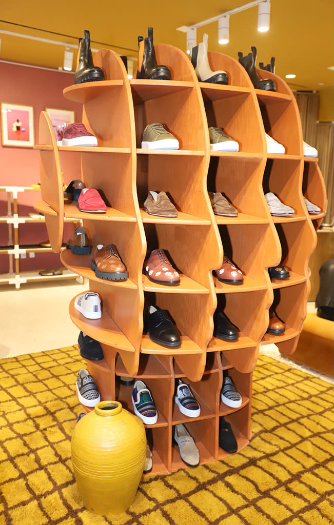 A shoe display in the shape of Armando’s head inside the Armando Cabral Mercado at Rockefeller Center. - Credit: Courtesy of Armando Cabral