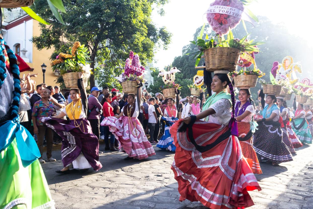 People Celebrate in Downtown Oaxaca, Mexico