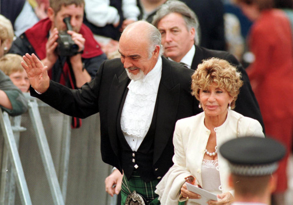 Sir Sean Connery with his wife Micheline at the opening of the Scottish Parliament in Edinburgh in 1999 (PA)