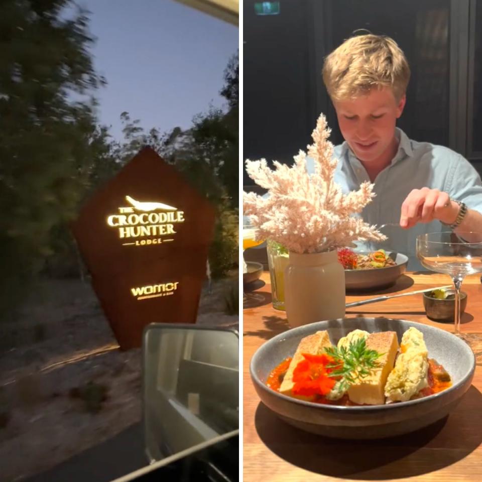 Robert Irwin eating at Australia Zoo