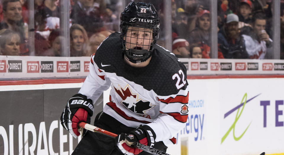 Alexis Lafrenière is reportedly returning to the World Juniors. (Photo by Rich Lam/Getty Images)