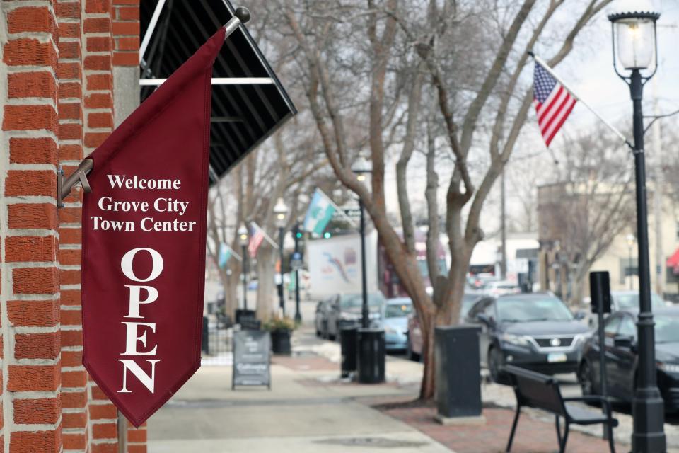 This is a view down Broadway at the Grove City Town Center.