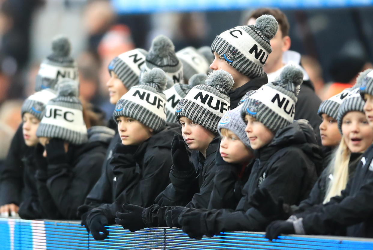 Newcastle fans before the Premier League match at St James' Park, Newcastle. (Photo by Owen Humphreys/PA Images via Getty Images)