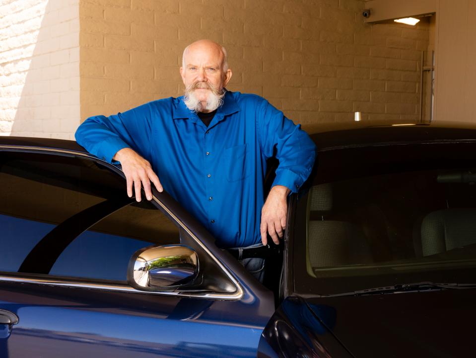 James Hollis, who was subject to predatory loans, at his home in Tucson, Ariz., on Oct. 24.