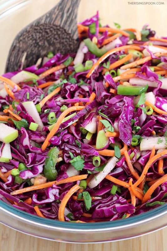 <p>The Rising Spoon</p><p>A crunchy and refreshing red cabbage coleslaw mixed with carrot, apple, jalapeno, cilantro and green onion, then tossed in a tangy and slightly sweet apple cider vinegar dressing. No mayo in this recipe!</p><p><strong>Get the recipe: </strong><a href="https://www.therisingspoon.com/2014/06/red-cabbage-coleslaw-with-tangy-apple.html" rel="nofollow noopener" target="_blank" data-ylk="slk:Red Cabbage Coleslaw;elm:context_link;itc:0;sec:content-canvas" class="link "><strong>Red Cabbage Coleslaw</strong></a></p><p><strong>Next up: <a href="https://www.yahoo.com/lifestyle/30-most-saved-cabbage-recipes-145711966.html" data-ylk="slk:30 Best Cabbage Recipes for an Easy Meal;elm:context_link;itc:0;sec:content-canvas;outcm:mb_qualified_link;_E:mb_qualified_link;ct:story;" class="link  yahoo-link">30 Best Cabbage Recipes for an Easy Meal</a></strong></p>