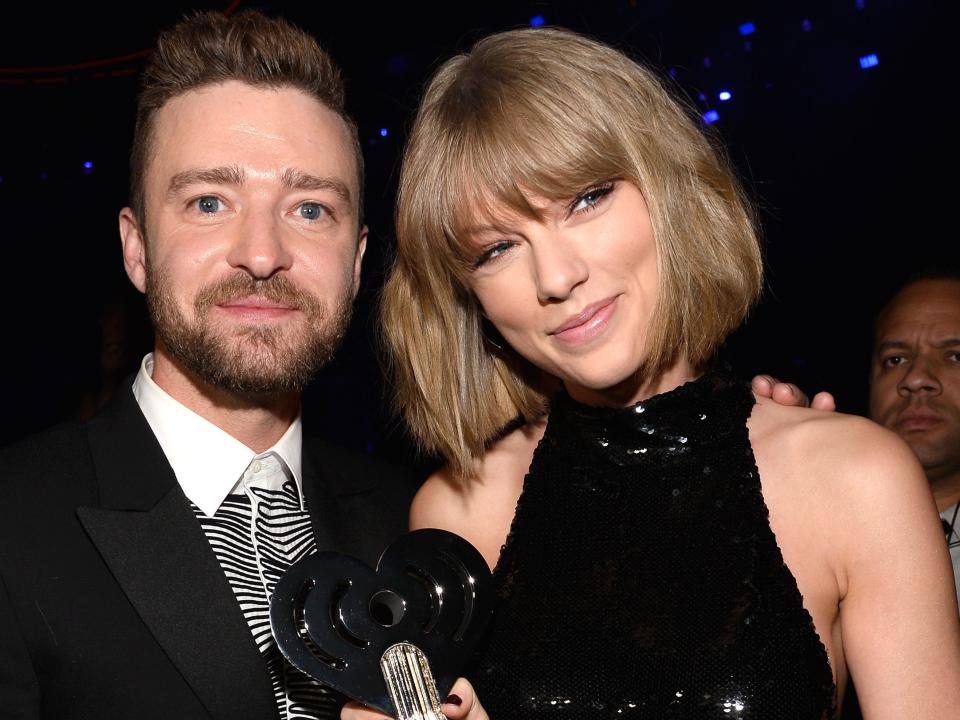 Taylor Swift and Justin Timberlake at the iHeartRadio Music Awards on April 3, 2016 in Inglewood, California.