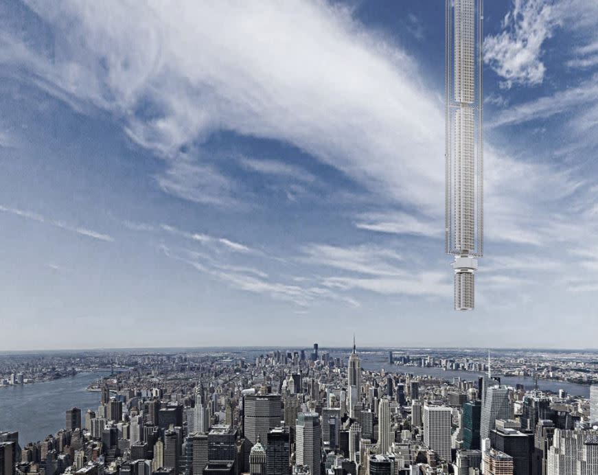 Analemma Tower would be hung using reinforced cables from a comet 31,068 miles above Earth: Clouds Architecture Office