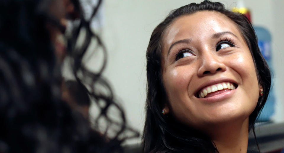 El Salvador woman Evelyn Hernandez shown after being acquitted of aggravated homicide charges related to the stillbirth of a baby.